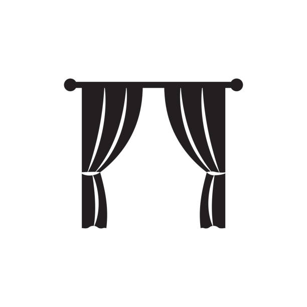 szablon logo wektora ikony kurtyny - theatrical performance stage theater stage business stock illustrations