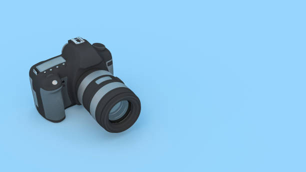 istock photo camera in blue neon lighting close up 1304406239