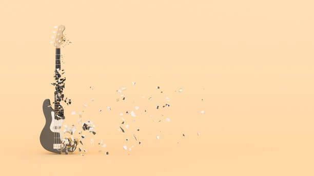 istock half destroyed electric guitar with flying fragments 1304406651