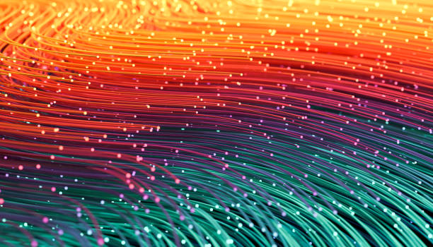 istock abstract colored telecommunication wires with glow at the end 1304407666
