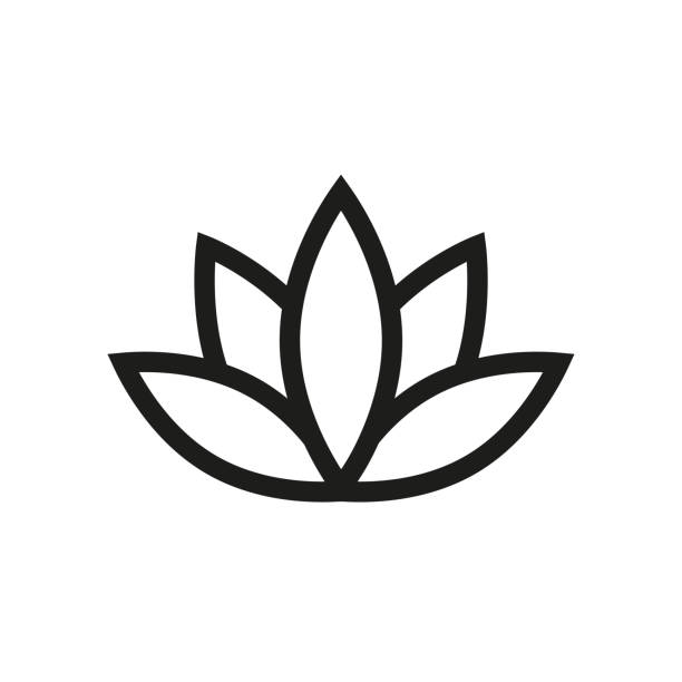 illustrazioni stock, clip art, cartoni animati e icone di tendenza di modello di logo vettoriale icona lotus in un design piatto alla moda - loto