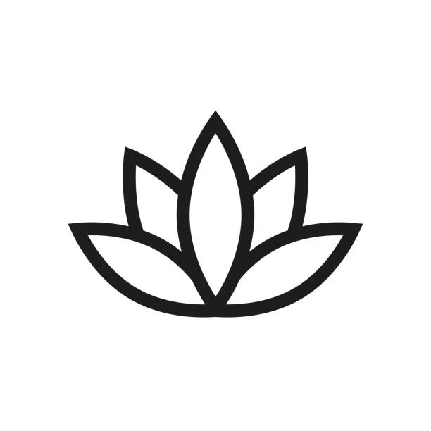 lotus значок вектор логотип шаблон в модном плоском дизайне - lotus stock illustrations