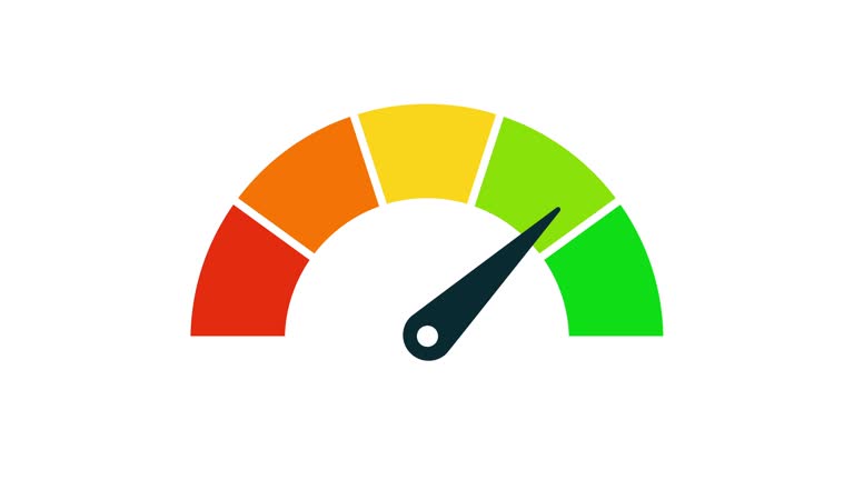 Speedometer Animation. Rating Meter. 4K Video. Vector Icon.