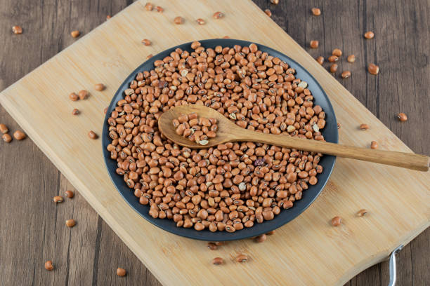 istock A dark plate with raw brown kidney beans on a wooden table 1304412492