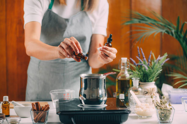 istock Using Essential Oils to Make Natural Soap at Home 1304413757