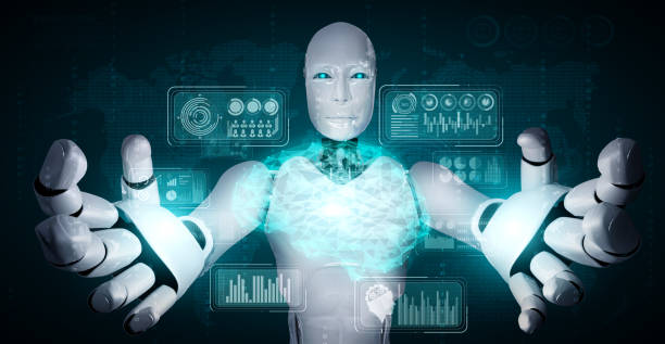 istock AI humanoid robot holding virtual hologram screen showing concept of big data 1304413952