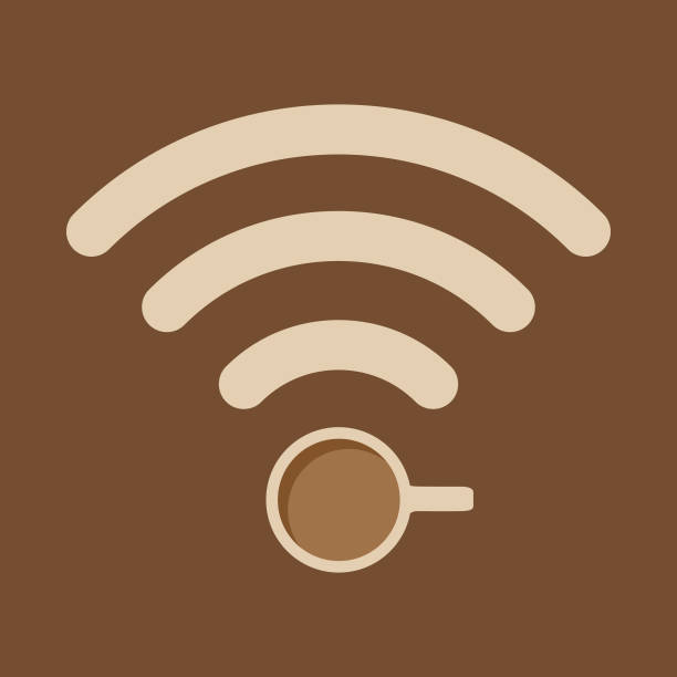 브라운 무선 커피 머그컵 아이콘 - connection usa coffee cup mug stock illustrations