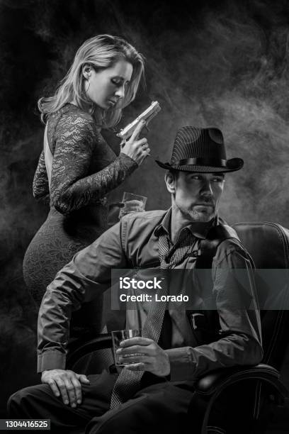 Portrait Of A Vintage Gangster Couple Stock Photo - Download Image Now -  1920-1929, 1930-1939, 45-49 Years - iStock
