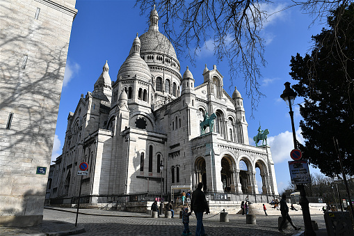 Paris, France - April 6th, 2024: Close-up of the Sacre Coeur in Paris, France