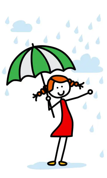 Vector illustration of Girl in the Rain