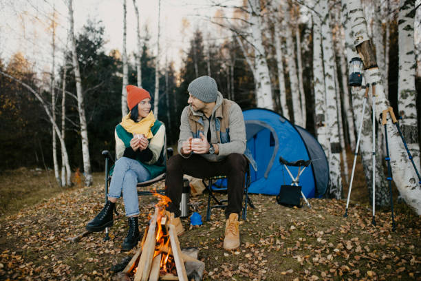 istock Young avantur couple is camping 1304427371