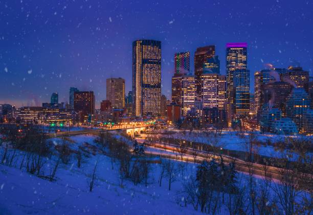 istock Downtown Calgary Skyline Glowing At Night 1304432856