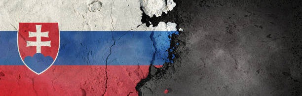 istock Slovenia flag on a rough background. Broken and cracked background. 1304435907