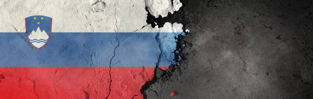 istock Slovakia flag on a rough background. Broken and cracked background. 1304435931