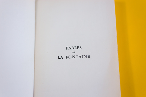 Open Book, Title Page: Fables of La Fontaine