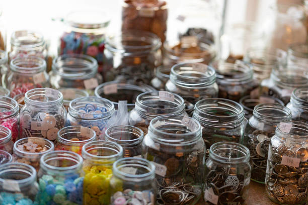 istock Jars of buttons 1304460083