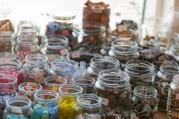 istock Jars of buttons 1304460085