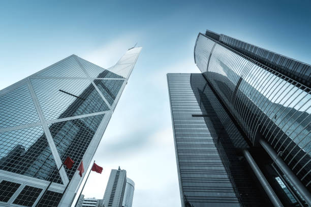 istock Low angle shot of skyscraper exterior glass 1304462295