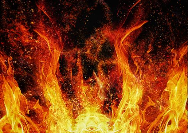 istock 3D illustration of burning burning flames 1304463584