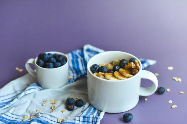 Fresh Blueberries and Oatmeal in a Cup