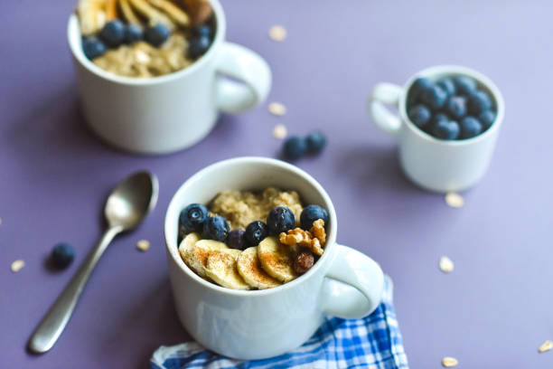 Oatmeal Porridge with Ripe Blueberries