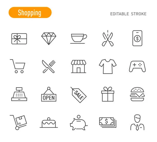 Vector illustration of Shop Icons - Line Series - Editable Stroke