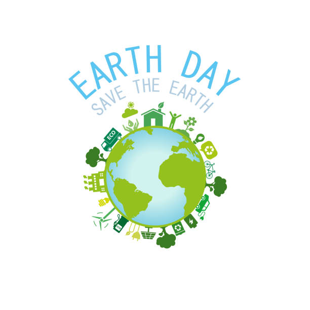 ilustraciones, imágenes clip art, dibujos animados e iconos de stock de día de la tierra.salva el concepto de la tierra. ilustración vectorial - earth day