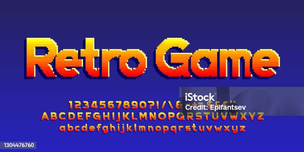Gam Letras Ilustración de Fuente De Alfabeto Retro Game Letras Números Y ...