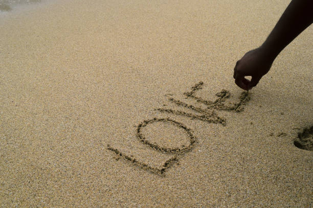 istock Write the word love on the sand 1304478502