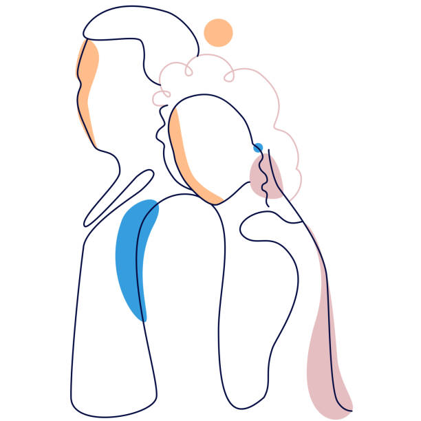 istock Abstraction. One line. Outline drawing. Portrait of a young couple. 1304483522