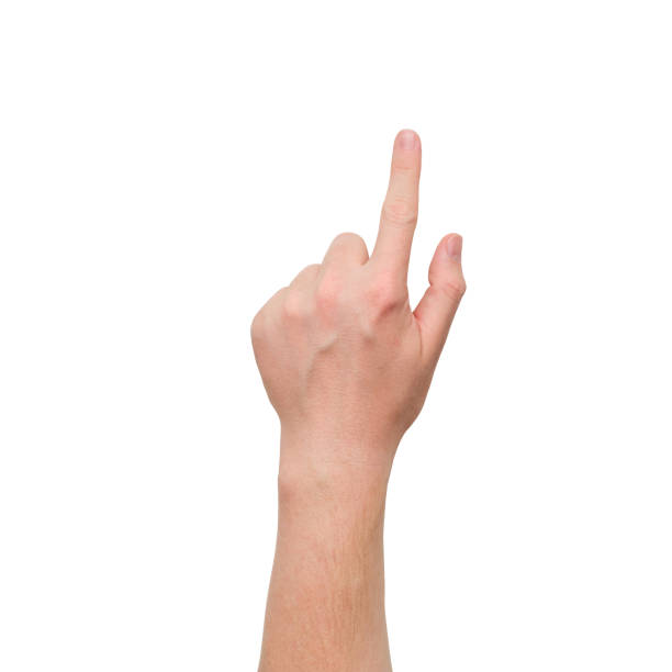 istock Hand Caucasian with forefinger isolated. Close up 1304484784