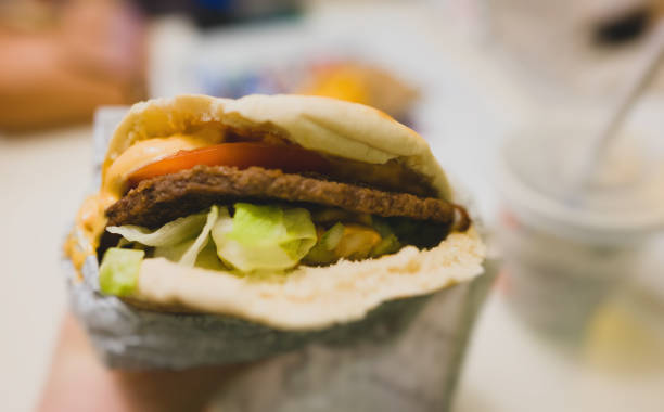 istock Kebab burger in fast food restaurant. 1304486608