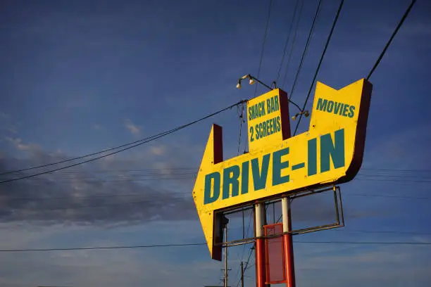 Old retro drive-in movies sign