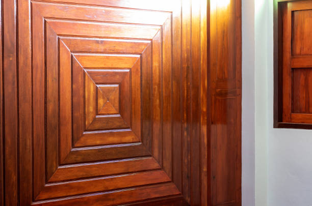 istock Modern style wooden wall inside the house. 1304494392
