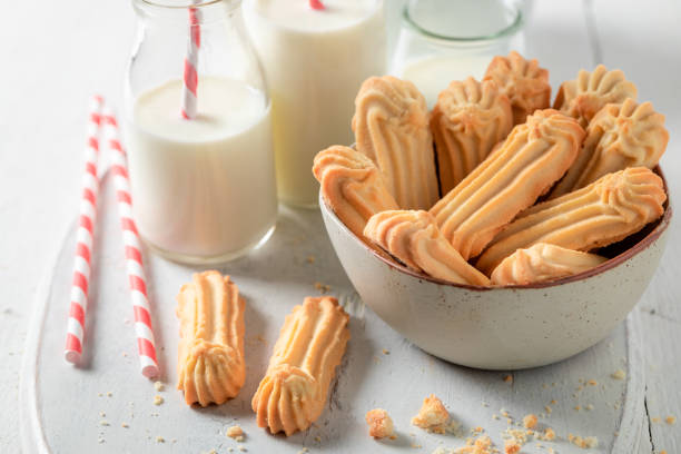 Tasty shortbread cookies as crunchy and vanilla snack