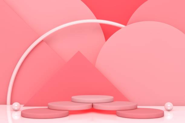 istock Modern 3D abstract background platform for product presentation. Pink empty product stand 1304497002