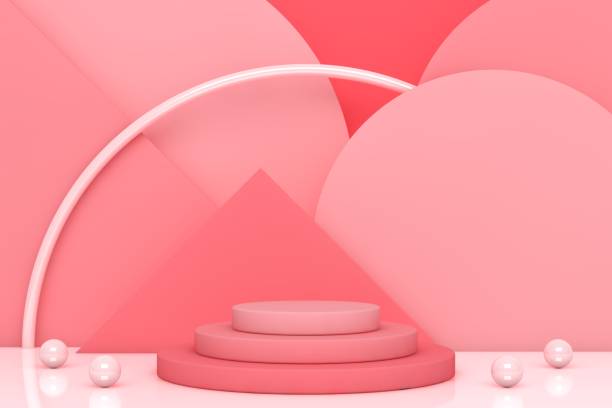 istock Modern 3D abstract background platform for product presentation. Pink empty product stand 1304497037