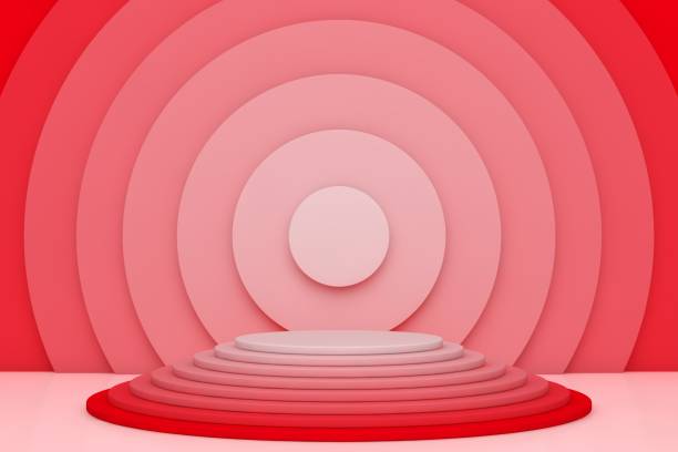 istock Modern 3D abstract background platform for product presentation. Pink empty product stand 1304497052