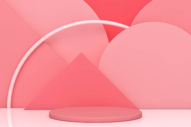 istock Modern 3D abstract background platform for product presentation. Pink empty product stand 1304497062