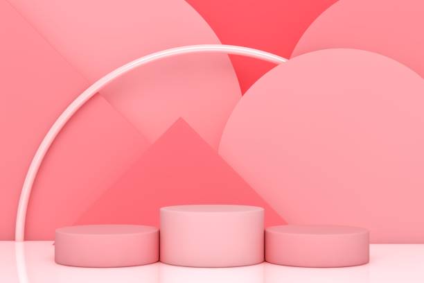 istock Modern 3D abstract background platform for product presentation. Pink empty product stand 1304497074