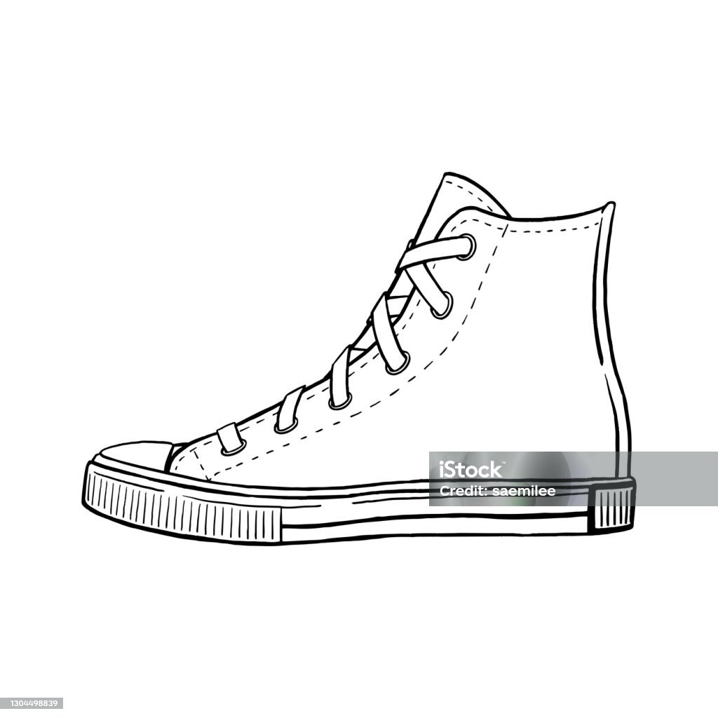 High Top Canvas Shoe Drawing Stock Illustration - Download Image ...
