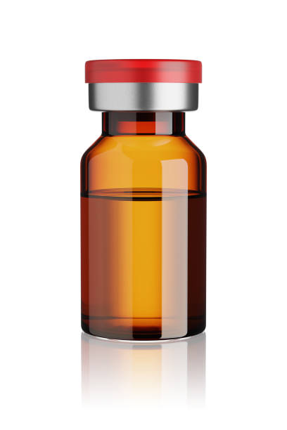 istock Vaccine brown glass vial isolated, 3d rendering. 1304499882