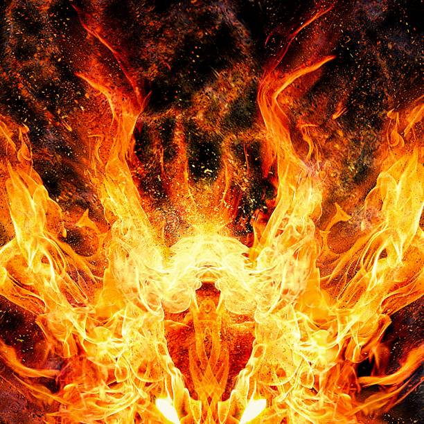 istock 3D illustration of a burning flame dragon 1304501127