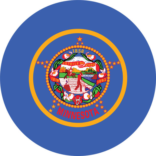 ilustraciones, imágenes clip art, dibujos animados e iconos de stock de circula bandera estatal del estado federal estadounidense de minnesota - state seal