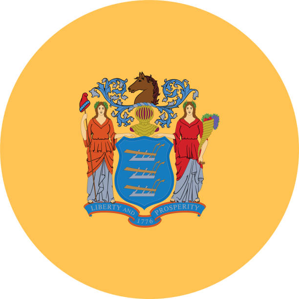 米国連邦ニュージャージー州のサークル州旗 - state emblem点のイラスト素材／クリップアート素材／マンガ素材／アイコン素材