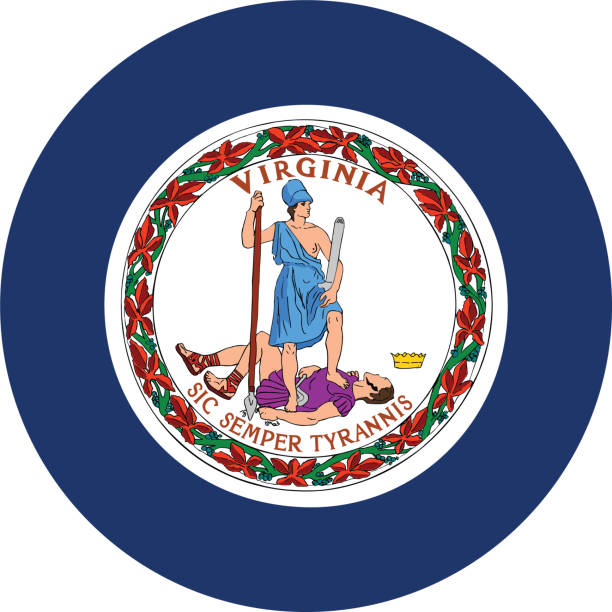 美國聯邦弗吉尼亞州的圓形州旗 - 維珍尼亞州 幅插畫檔、美工圖案、卡通及圖標