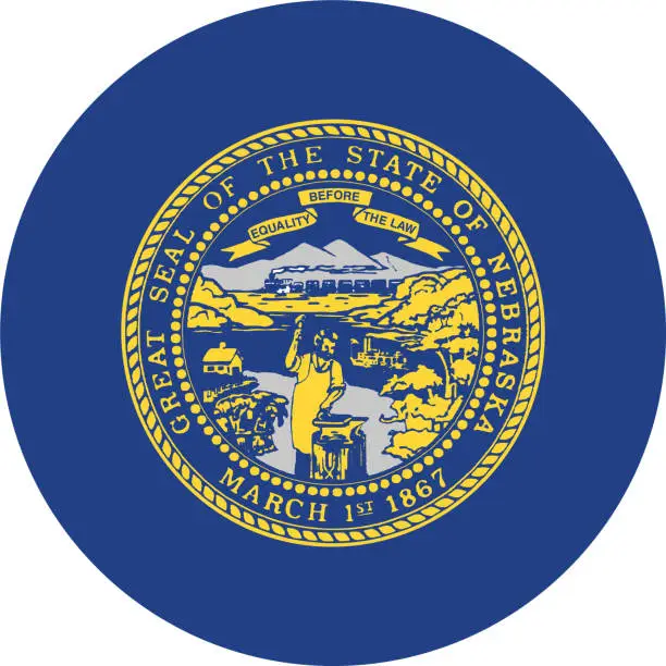 Vector illustration of Circle state flag of US federal state of Nebraska