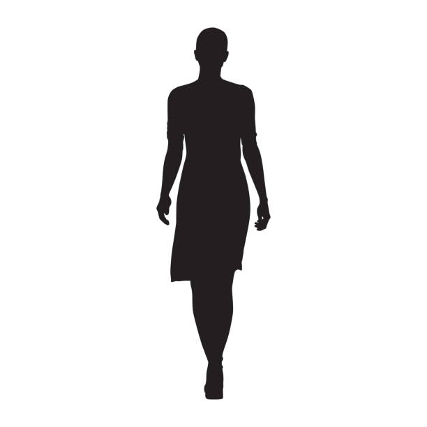 Business woman walking, isolated vector silhouette, front view Business woman walking, isolated vector silhouette, front view beautiful woman walking stock illustrations