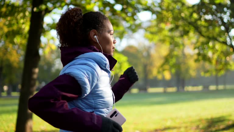 Sportswoman jogging in the park