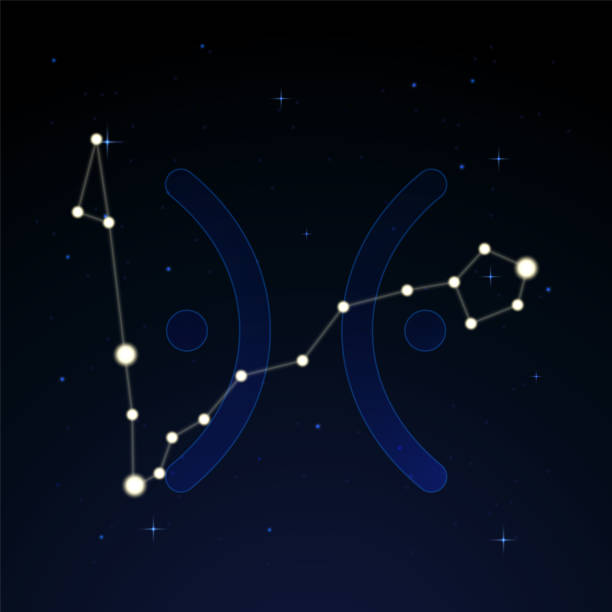 istock Pisces, the fishes. Constellation and zodiac sign on the starry night sky 1304510941